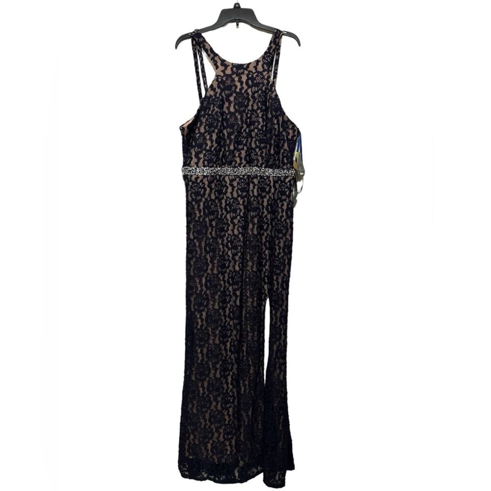 City Triangle NWT Navy Blue Lace Ling Maxi Formal Prom Gown Dress Size 20W